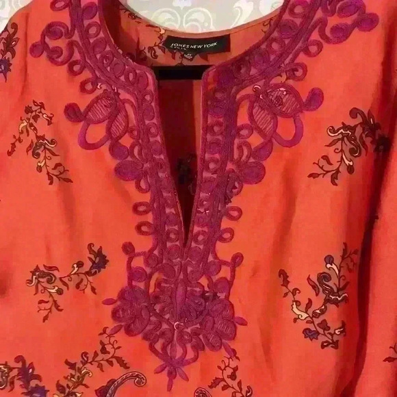 JONES NY WOMAN Dashiki Style
3/4 Sleeve Embroidered
Bohemian Hippie Tunic L - Picture 3 of 5